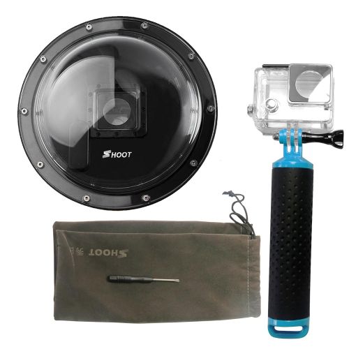  SHOOT GoPro Accessories Dome Port Diving Housing with Transparent Lens Cover, Waterproof Case and Floaty Handle Grip Underwater Photography