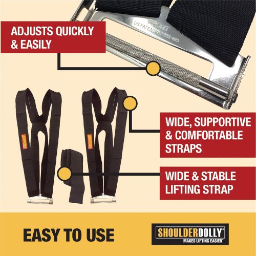  Shoulder Dolly Moving Straps - Lifting Strap for 2 Movers - Move, Lift, Carry, And Secure Furniture, Appliances, Heavy, Bulky Objects Safely, Efficiently, More Easily Like The Pros