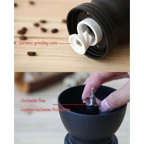  SHOW Hand Coffee Grinder with Ceramic Grinder, Manuelle Coffee Grinder Espresso Grinder, Stainless Steel Handle, Continuous Grinding Settings