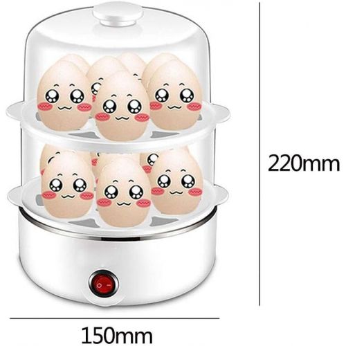  SHOW Eier Kocher Dampfgarer Doppelschicht, Eierkocher Fuer 1-14 Eier -Mit Hochtemperatur Automatische Abschaltung, Edelstahl-Heizplatte,White