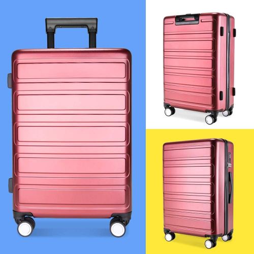  [아마존 핫딜] Luggage Sets, SHOWKOO 3 Piece Polycarbonate Durable Hardshell & Lightweight Suitcase Double Wheels TSA Lock 20in24in28in Red Wine