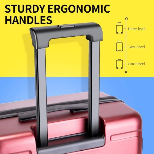 [아마존 핫딜] Luggage Sets, SHOWKOO 3 Piece Polycarbonate Durable Hardshell & Lightweight Suitcase Double Wheels TSA Lock 20in24in28in Red Wine