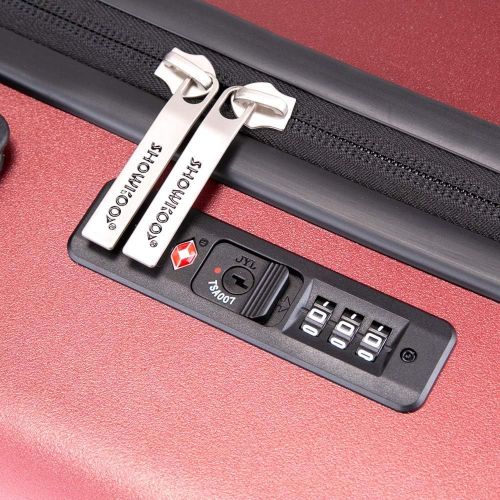  [아마존 핫딜] Luggage Sets, SHOWKOO 3 Piece Polycarbonate Durable Hardshell & Lightweight Suitcase Double Wheels TSA Lock 20in24in28in Red Wine