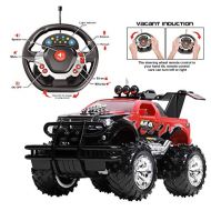 SHRAGIS Remote Control Car for Boys and Girls, Rechargeable, Powerful Sound and Motion Sensor Steering Wheel Remote, Hobby Toy Race Car, RC monster truck, Electric Jeep for Kids and Adults