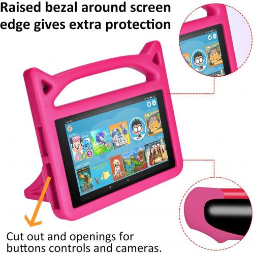  [아마존베스트]2019 Fire 7 Tablet Case for Kids -SHREBORN Kids Shock Proof Case Cover with Handle and Stand for Amazon Kindle Fire 7 Inch Tablet (Compatible with 9th/7th/5th Generation, 2019/2017