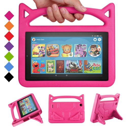  [아마존베스트]2019 Fire 7 Tablet Case for Kids -SHREBORN Kids Shock Proof Case Cover with Handle and Stand for Amazon Kindle Fire 7 Inch Tablet (Compatible with 9th/7th/5th Generation, 2019/2017