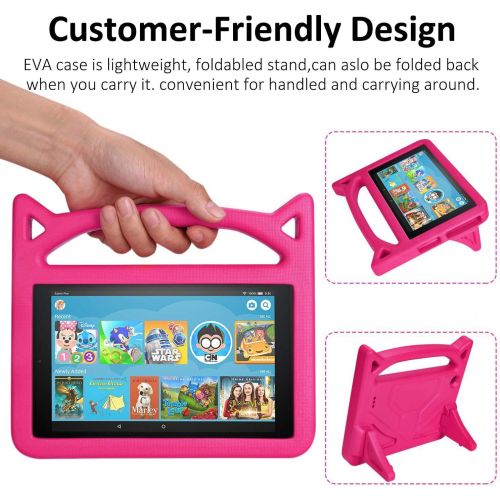  [아마존베스트]2019 Fire 7 Tablet Case for Kids -SHREBORN Kids Shock Proof Case Cover with Handle and Stand for Amazon Kindle Fire 7 Inch Tablet (Compatible with 9th/7th/5th Generation, 2019/2017