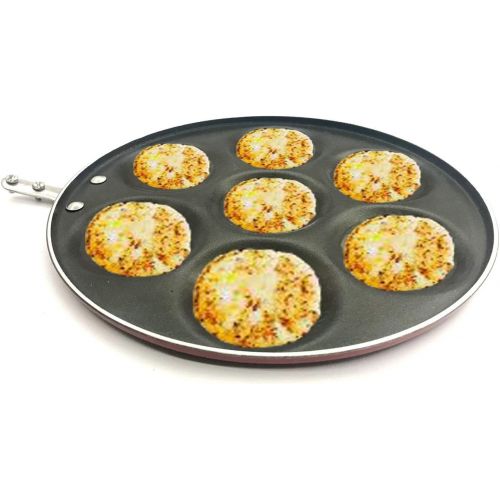  SHRIYA Non Stick Mini Uttapam Pan Non-stick Pancake Griddle with Pancake Crepe Tawa Multi-Snack Maker Pancake Maker Mini Pancake Mini Uttapam tawa 7 Unique (275mm)
