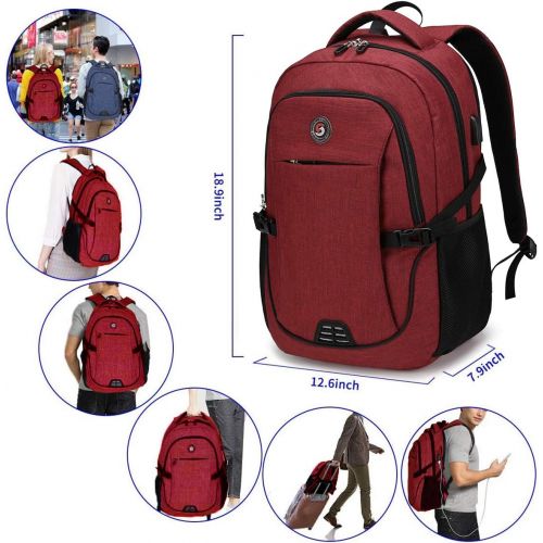  [아마존베스트]SHRRADOO Travel Laptop Backpack with usb Charging Port for Women & Men School College Students Backpack Fits 15.6 Inch Laptop