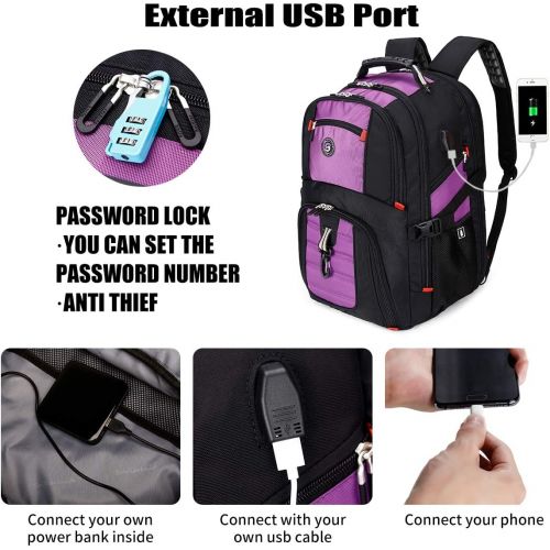  [아마존베스트]SHRRADOO Extra Large 50L Travel Laptop Backpack with USB Charging Port Fit 17 Inch Laptops for Men Women