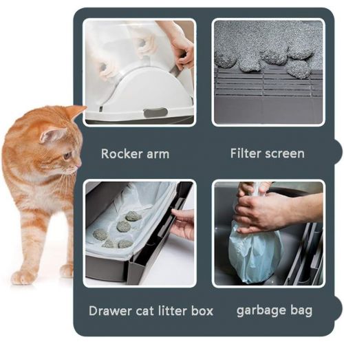 SHUX Large cat semi-Automatic Toilet Litter Box Deodorant Splash-Proof Fully Enclosed cat Sand Basin