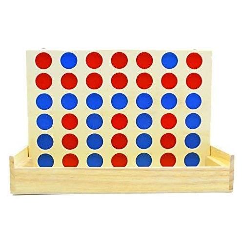  SHUYUE 4 in a Row Wooden Board Game Foldable Line Up 4 Classic Family Toy Educational Toy for Kids and Family