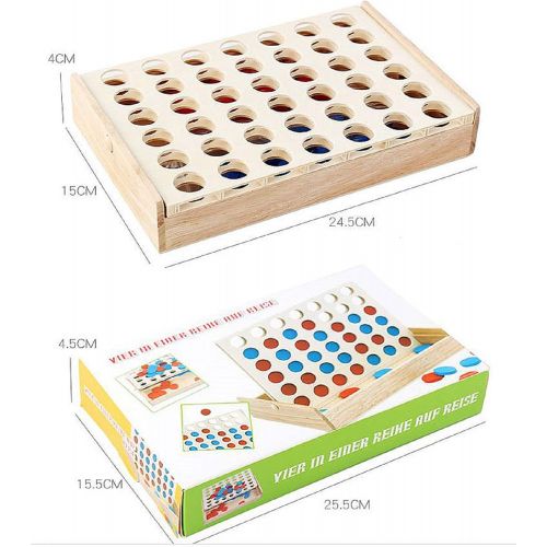  SHUYUE 4 in a Row Wooden Board Game Foldable Line Up 4 Classic Family Toy Educational Toy for Kids and Family