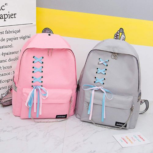  SHXKUAN Teen Girl School Backpack 12-16 inch Laptop Bag Canvas Shoulder Handbag for Travel Daypack Camping (Grey)