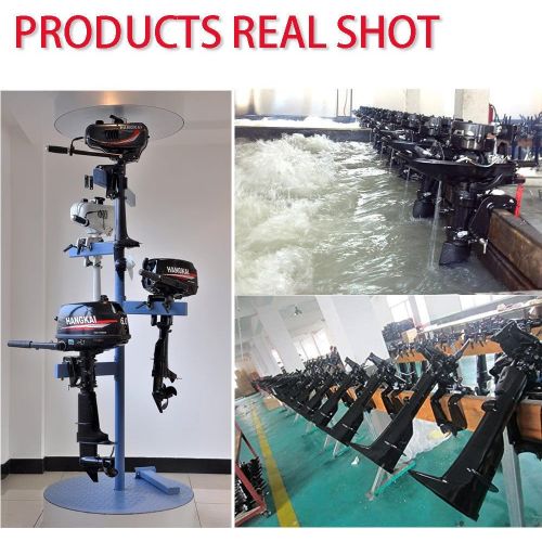  SHZICMY Outboard Motor, 6 HP 2-Stroke Outboard Motor Tiller Shaft Inflatable Fishing Boat Marine Engine Water Cooling CDI System(US Stock)