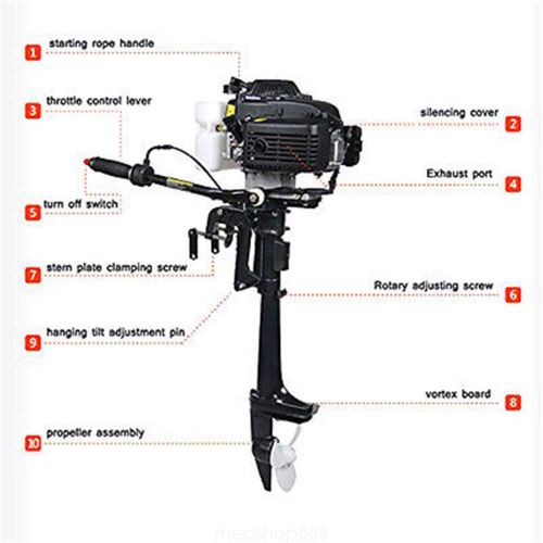  SHZICMY Outboard Motor Engine, 4HP 4-Stroke Professional Fishing Boat Engine 52CC CDI Air Cooling System（USA Stock）