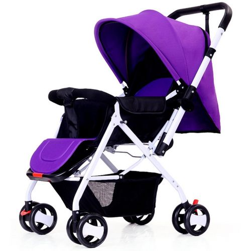  SI YU Comprehensive Shade Baby Trolley High Landscape Collapsible Suspension Sitting And Lying Carriage Chairs Durable Wheels (Color : Purple)