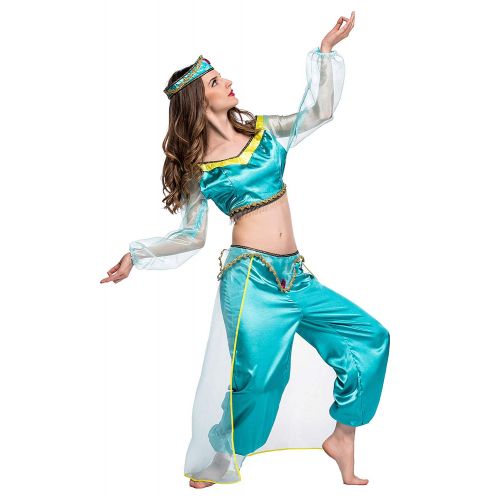  SIDNOR Halloween Aladdin Princess Jasmine India Belly Dance Arabian Exotic Fancy Dress Blue Cosplay Costume