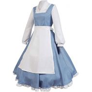 SIDNOR Beauty and The Beast Belle Cosplay Costume Maid Dress Halloween Outfit for Women