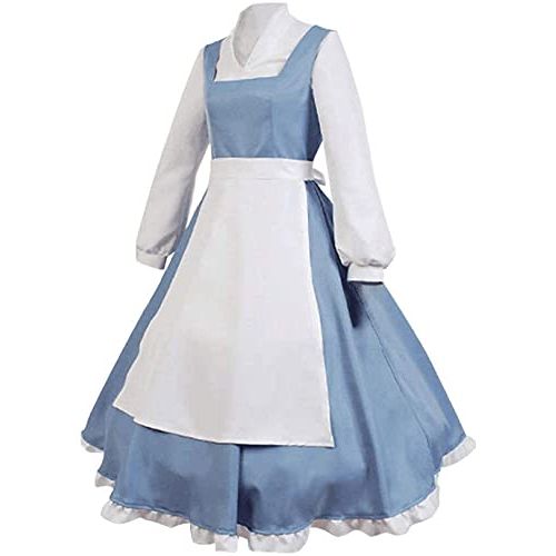  할로윈 용품SIDNOR Beauty and The Beast Belle Cosplay Costume Maid Dress Halloween Outfit for Women