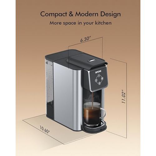  SIFENE Single Serve Coffee Maker, 3-in-1 Quick Brew for Coffee Pods, Ground Coffee, & Loose Tea, 6-12oz Cup Sizes, 50oz Removable Water Tank, 1150W, Compact, Black