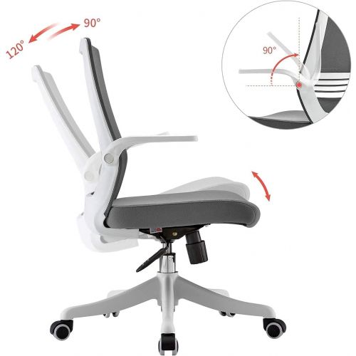  SIHOO Ergonomic Office Chair, Swivel Desk Chair Height Adjustable Mesh Back Computer Chair with Lumbar Support, 90° Flip-up Armrest (Grey)