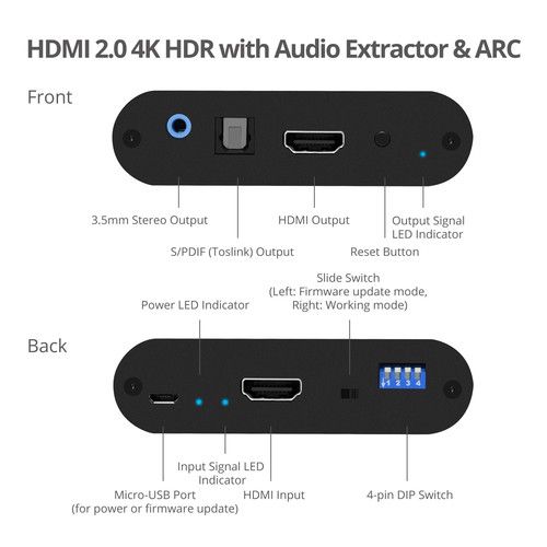  SIIG HDMI 2.0 Audio Extractor with 4K HDR and ARC