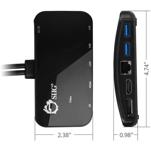  SIIG Mini DisplayPort Video Dock with USB 3.0 LAN Hub (Black)