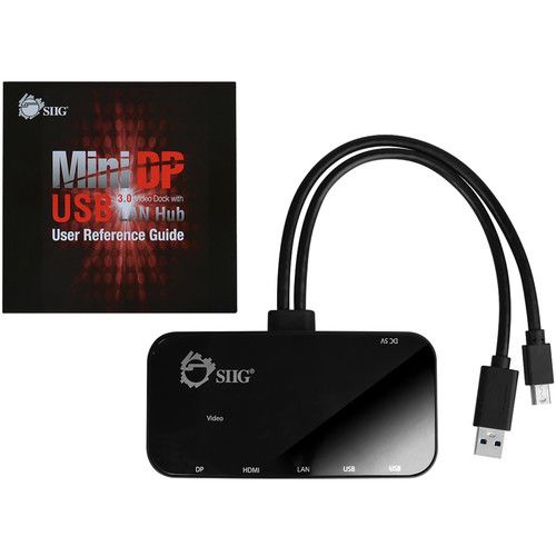  SIIG Mini DisplayPort Video Dock with USB 3.0 LAN Hub (Black)