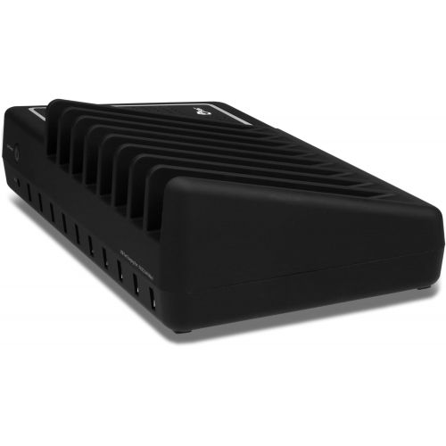  SIIG 90W Smart 10-Port USB Charging Station with Non-Slip Padded Deck and LED Ambient Light for Smartphones, Tablets, and Many Other Compatible USB Powered Devices (Black)