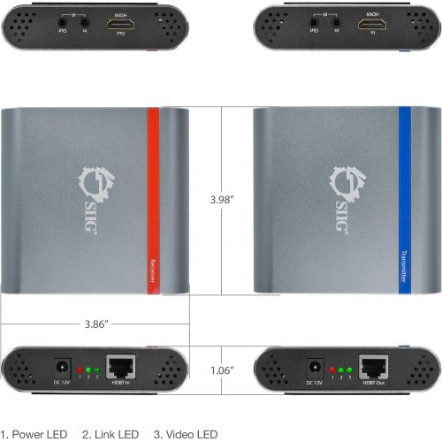  SIIG HDBaseT HDMI Extender 4K (YUV 4:2:0) Ultra HD Over Single CAT5e6 with Bi-directional IR Up to 70M (230ft) - Power Over Cable (PoC) Feature - Uncompressed with no Latency