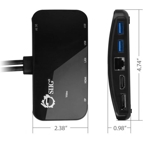  SIIG Mini-DP Video Dock with USB 3.0 LAN Hub (Black) - Mini DisplayPort to HDMI or DisplayPort, 2-port USB hub with 1 Gigabit Ethernet port for Macbooks, Surface Pros, and DellAsu