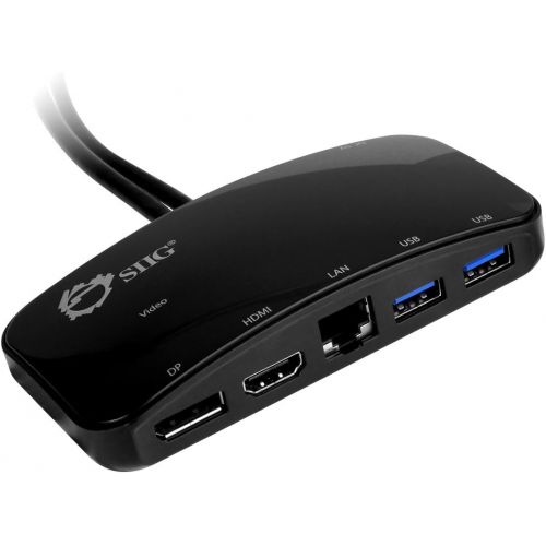  SIIG Mini-DP Video Dock with USB 3.0 LAN Hub (Black) - Mini DisplayPort to HDMI or DisplayPort, 2-port USB hub with 1 Gigabit Ethernet port for Macbooks, Surface Pros, and DellAsu