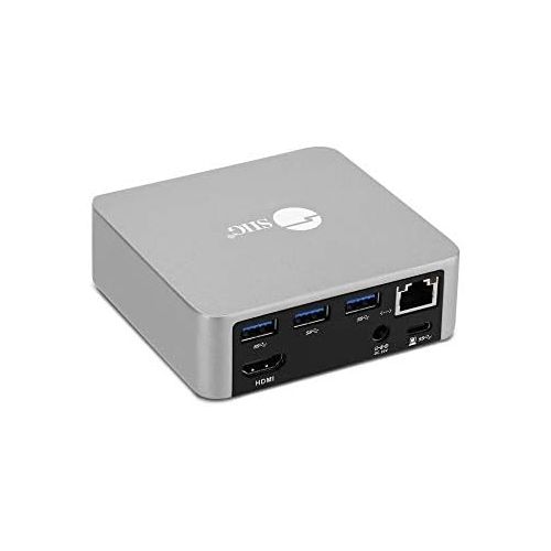  SIIG Aluminum USB C Mini Docking Station 85W PD Charging, Thunderbolt 3 Compatible Type C MacBooksWindowsChromebooks (HDMI 4K@30Hz, Gigabit Ethernet, 4X USB 3.0 Ports, USB-C PD)