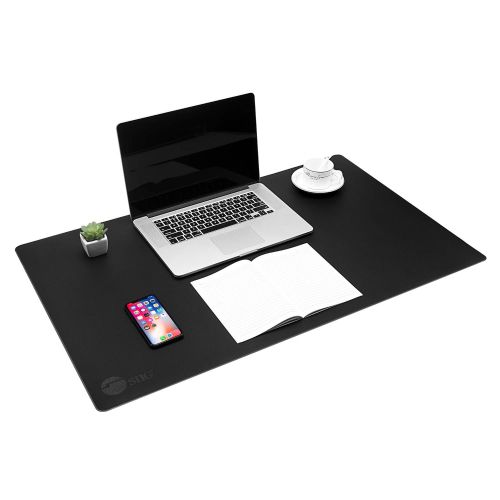  SIIG Artificial Leather Smooth Desk Mat Blotter Protecter - 36 x 22 Desk Pad with Non-Slip Water Repellent Protection for Office and Home - Black