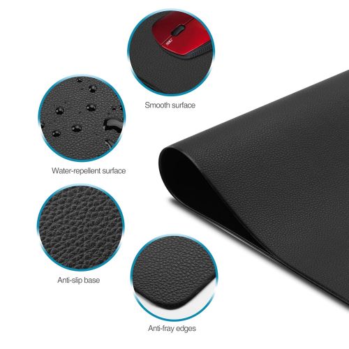  SIIG Artificial Leather Smooth Desk Mat Blotter Protecter - 36 x 22 Desk Pad with Non-Slip Water Repellent Protection for Office and Home - Black