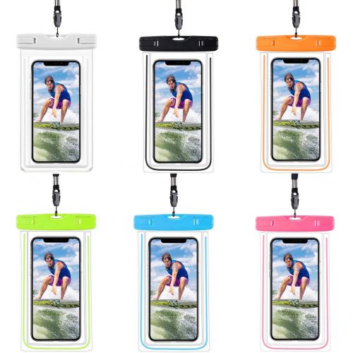  [아마존베스트]SIKAMARU 6 Pack Universal Waterproof Pouch Phone Dry Bag Underwater Case for iPhone 11 Pro Max XS Max XR X 8 7 6S Plus SE 2020 Galaxy Pixel up to 6.6, Waterproof Case for Pool Beach Swimmin