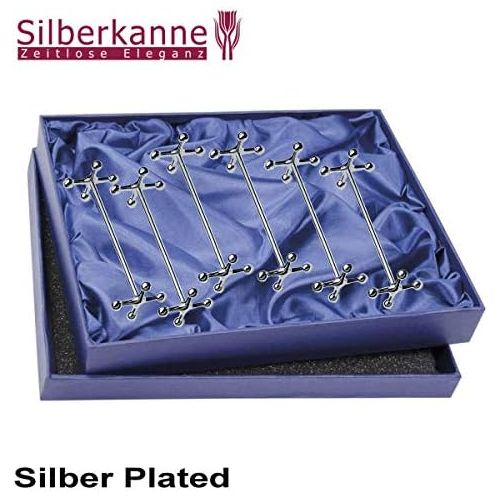  Silberkanne silberkanne Messerbank Kreuz L 7 cm 6er Satz Silber Plated versilbert in Premium Verarbeitung