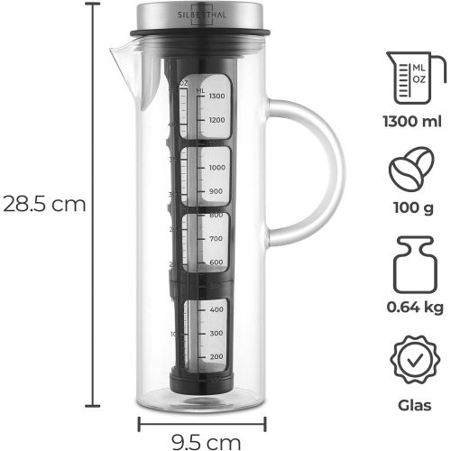  SILBERTHAL Kaffeebereiter - Cold Brew Coffee Maker fuer kaltgebruehten Kaffee oder Tee - 1.3l