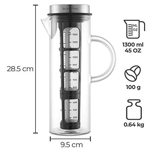  SILBERTHAL Kaffeebereiter - Cold Brew Coffee Maker fuer kaltgebruehten Kaffee oder Tee - 1.3l