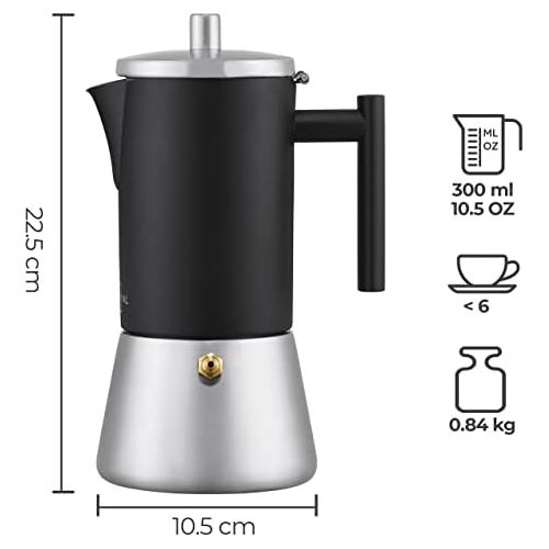  [아마존베스트]SILBERTHAL Espresso Maker - Induction - Stainless Steel - 6 Cups - Coffee Maker with Italian Safety Valve - Also Suitable for Electric, Ceramic and Gas Hobs