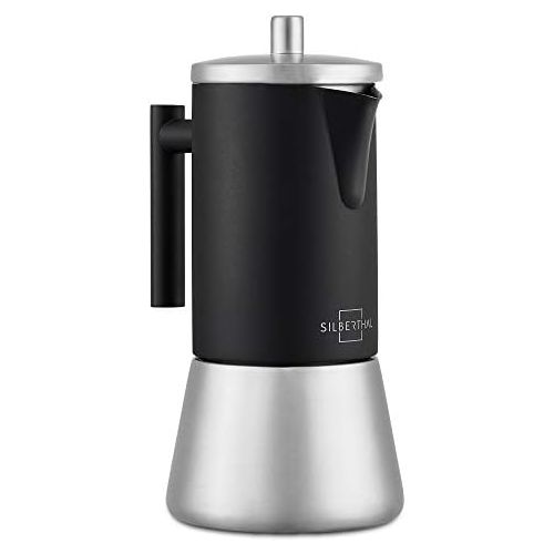  [아마존베스트]SILBERTHAL Espresso Maker - Induction - Stainless Steel - 6 Cups - Coffee Maker with Italian Safety Valve - Also Suitable for Electric, Ceramic and Gas Hobs
