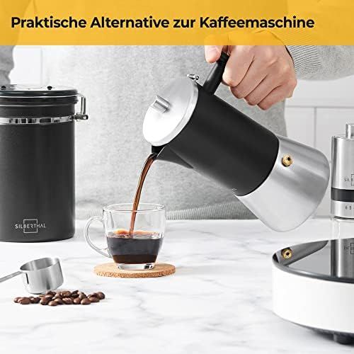  [아마존베스트]SILBERTHAL Espresso Maker - Induction - Stainless Steel - 6 Cups - Coffee Maker with Italian Safety Valve - Also Suitable for Electric, Ceramic and Gas Hobs