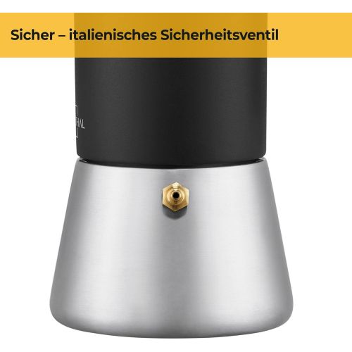  [아마존베스트]SILBERTHAL Espresso Maker - Induction - Stainless Steel - 6 Cups - Coffee Maker with Italian Safety Valve - Also Suitable for Electric, Ceramic and Gas Hobs