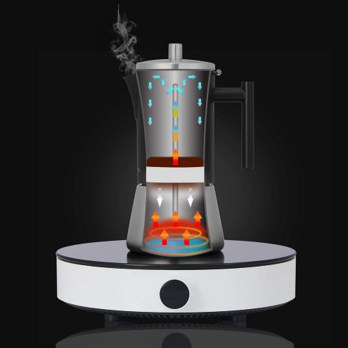  [아마존베스트]SILBERTHAL Espresso Maker - Induction - Stainless Steel - 6 Cups - Coffee Maker with Italian Safety Valve - Also Suitable for Electric, Ceramic and Gas Hobs