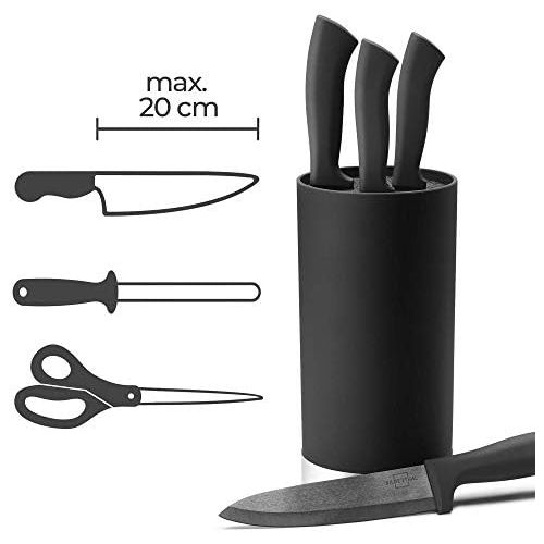  [아마존베스트]Silberthal Universal Knife Block Removable Bristle Insert Knife Not Included with Stainless Steel Ring Black