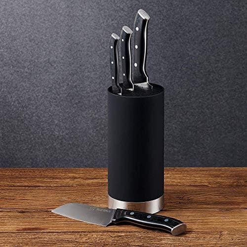  [아마존베스트]Silberthal Universal Knife Block Removable Bristle Insert Knife Not Included with Stainless Steel Ring Black