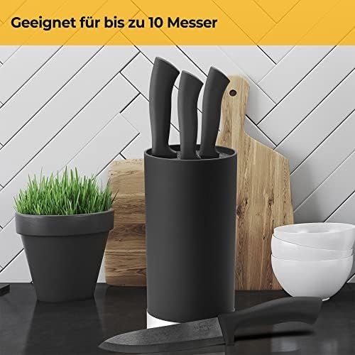  [아마존베스트]Silberthal Universal Knife Block Removable Bristle Insert Knife Not Included with Stainless Steel Ring Black