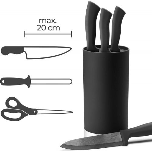  [아마존베스트]Silberthal Universal Knife Block Removable Bristle Insert Knife Not Included with Stainless Steel Ring Black