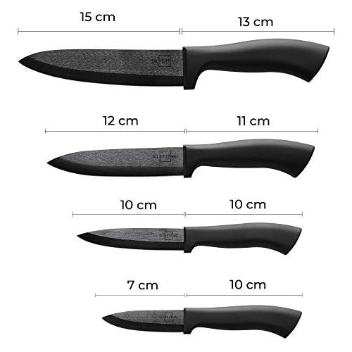  [아마존베스트]SILBERTHAL Ceramic Knife Set Black - 4 Ceramic Kitchen Knives in Elegant Gift Packaging